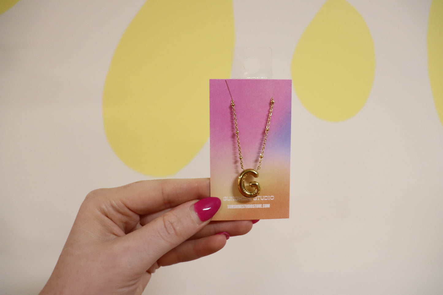 Gold Balloon Letter Necklace-Stainless Steel