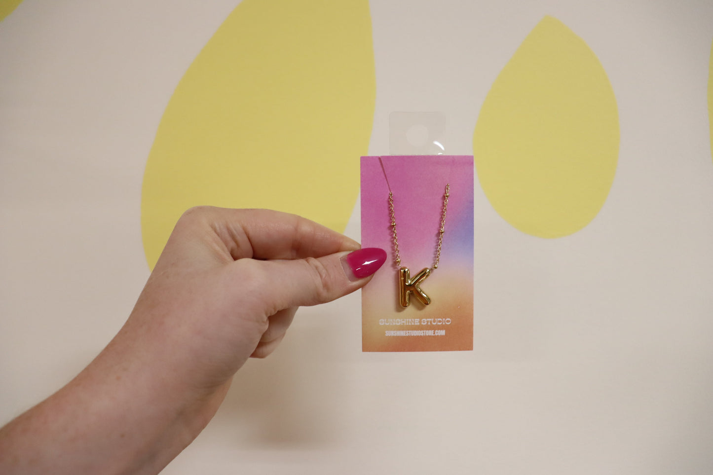 Gold Balloon Letter Necklace-Stainless Steel