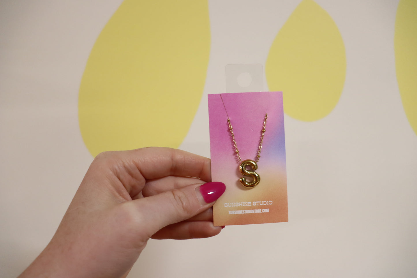 Gold Balloon Letter Necklace-Stainless Steel