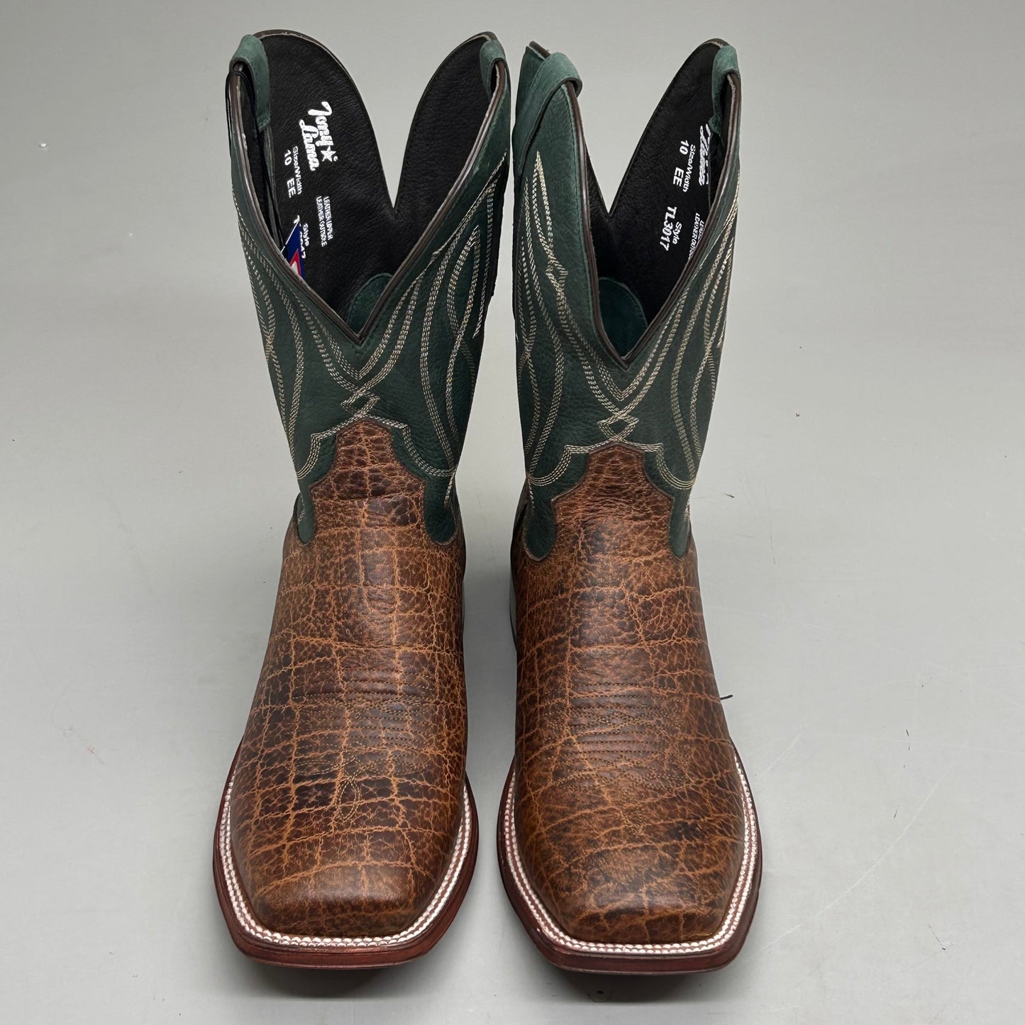 Tony Lama Tapadera Walnut Elephant Print Cowhide Style #TL317 Men's Size 10.5 EE