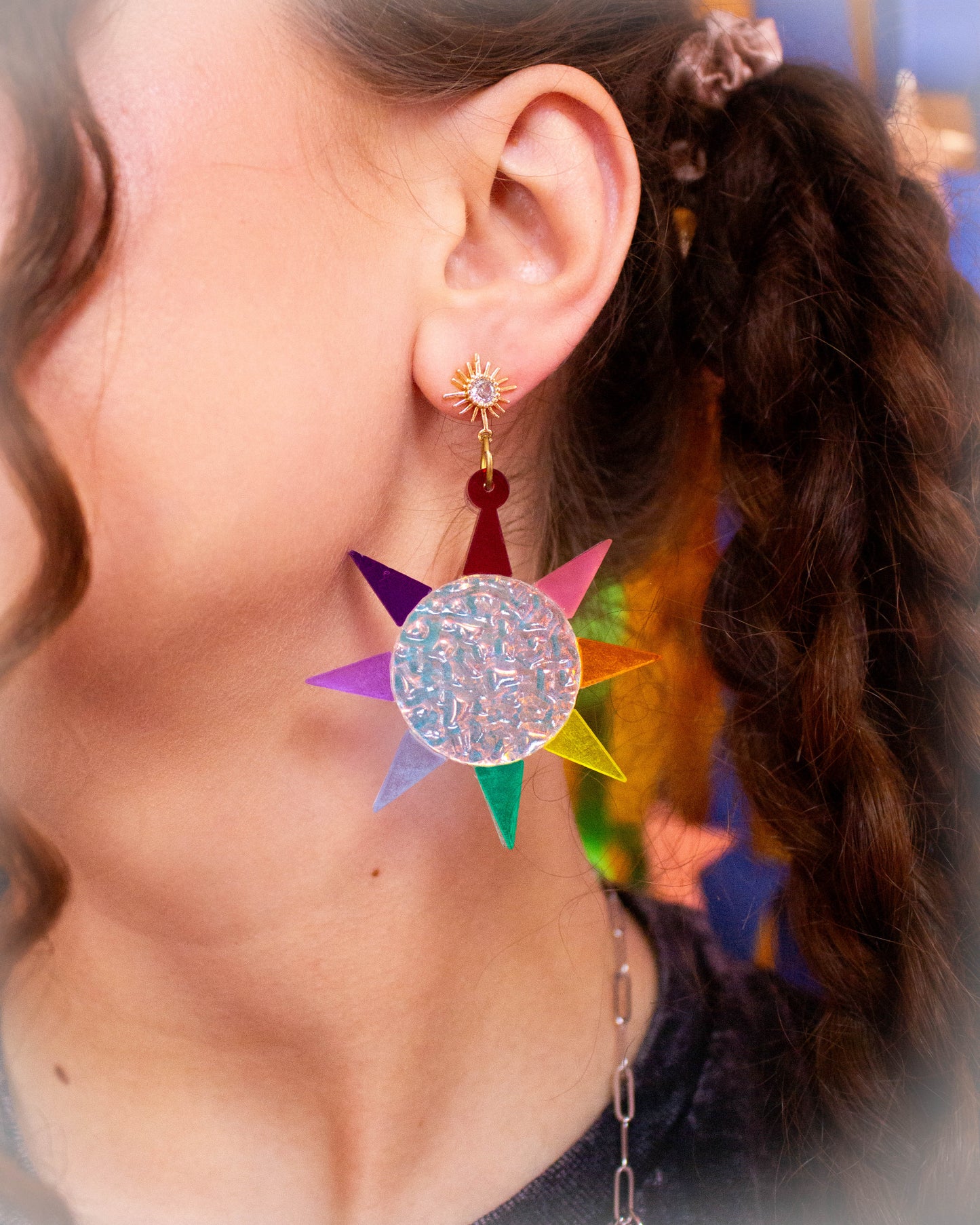 Sunshine Rainbow Rays Statement Earrings