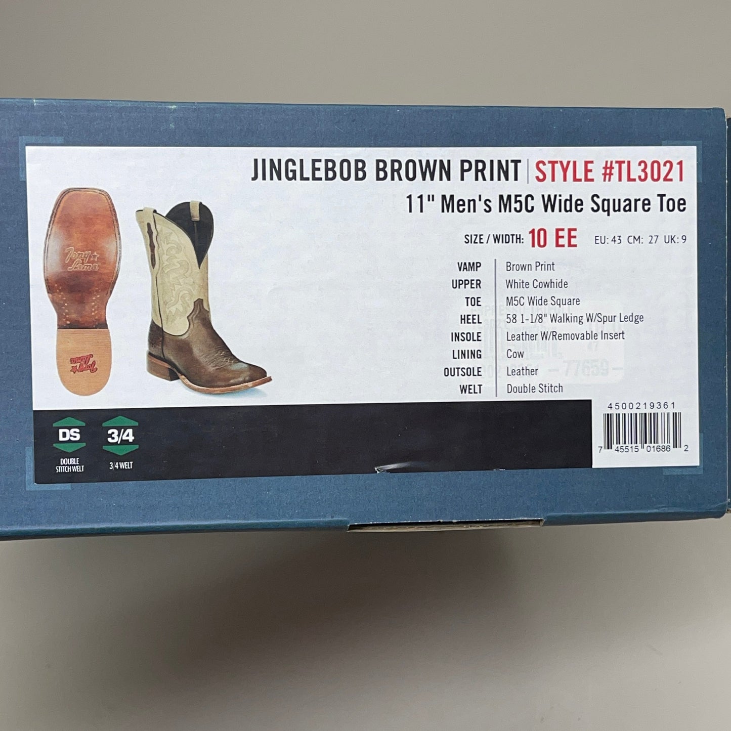 Tony Lama Jingle Bob Brown Print Style #TL3021 Men's Size 10 EE
