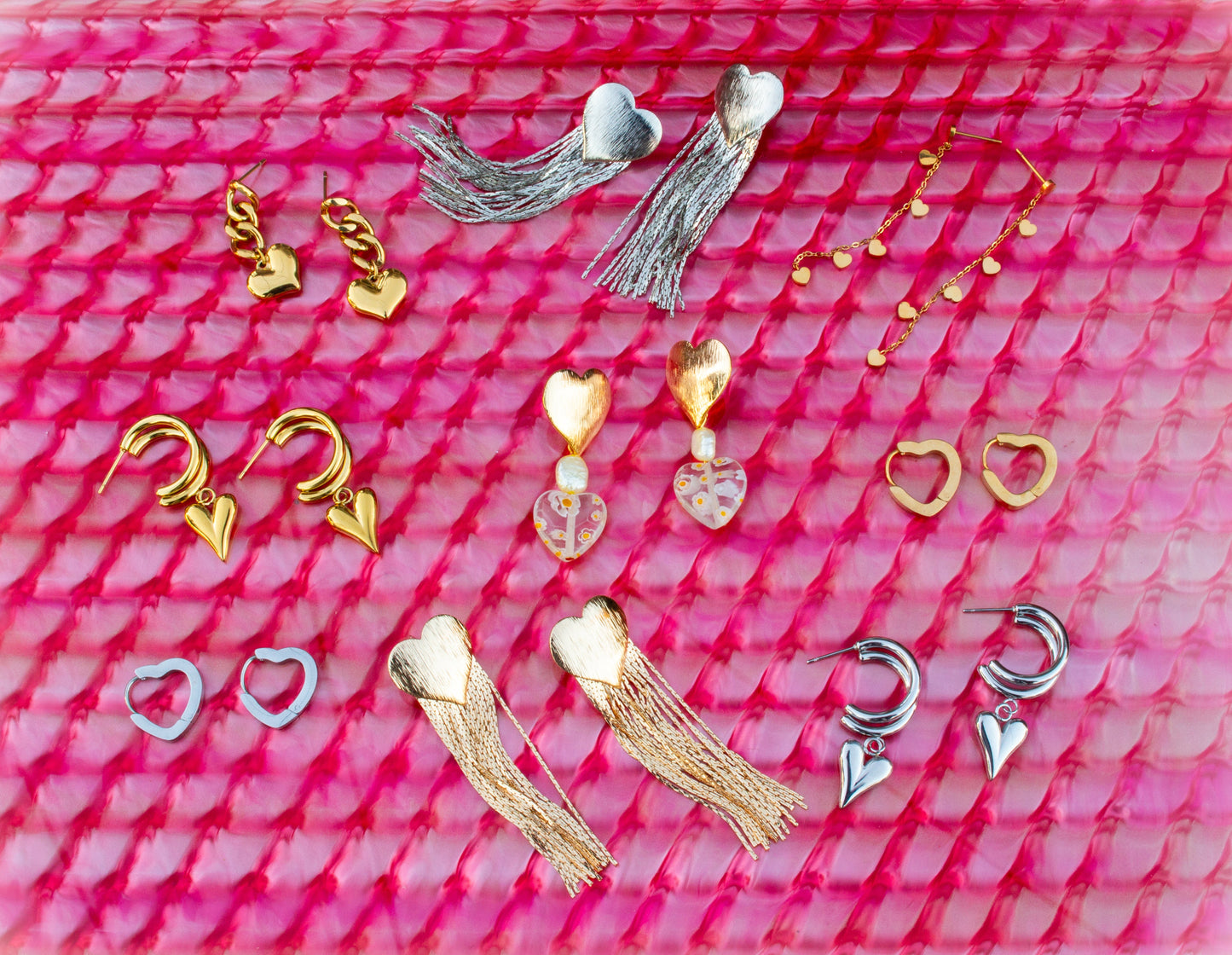 Titanium Heart Fringe Earrings