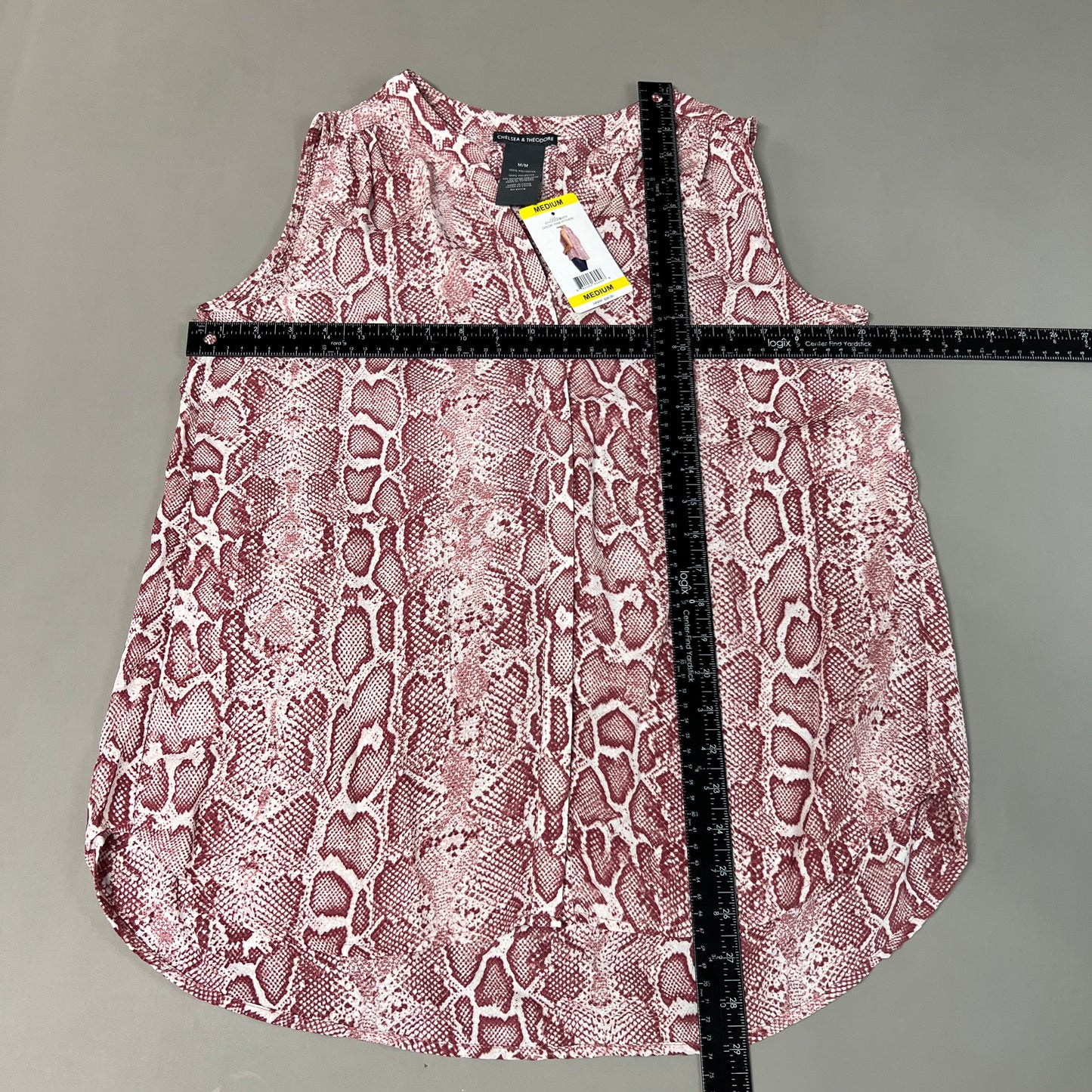 CHELSEA & THEODORE Sleeveless Blouse Women's Size M Pink Python 2165072 (NEW)