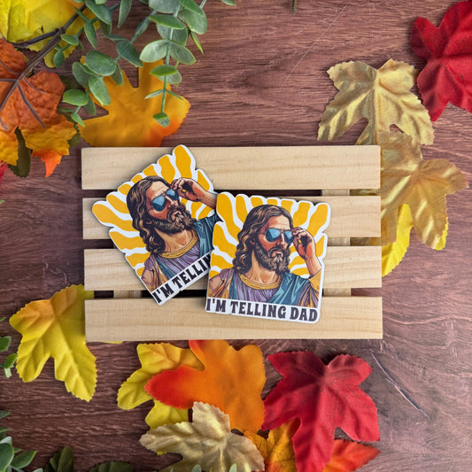 I'm Telling Dad (Jesus) | UV Printed Leather Hat Patch