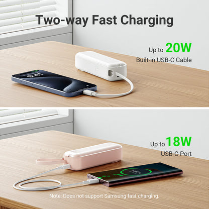 xCool CablePlug™ 3-in-1 Power Bank with Built-In Cable and Wall Plug, 5,000mAh