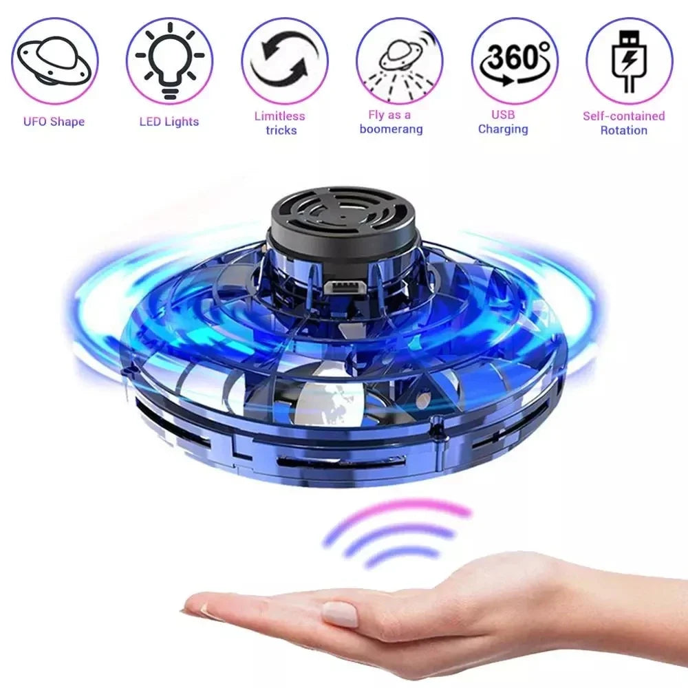 Flying UFO Spinner Toy - Magic Hand-Controlled Drone Ball with LED Lights