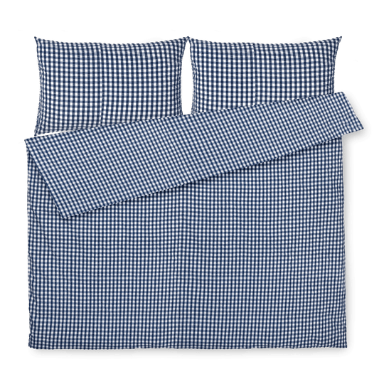 JUNA Bæk&Bølge Duvet Cover Set, Queen, Dark Blue/White