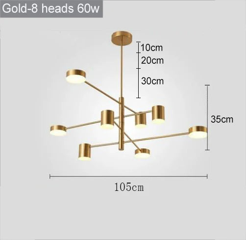 Swivel LED Chandelier - Versatile for Living, Dining, Office - Sleek Black Pendant Light - Modern Home Decor