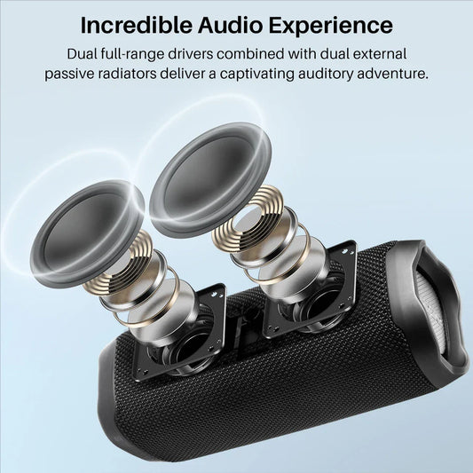 Bluetooth Speaker with Dual Drivers & Dual Bass Diaphragms