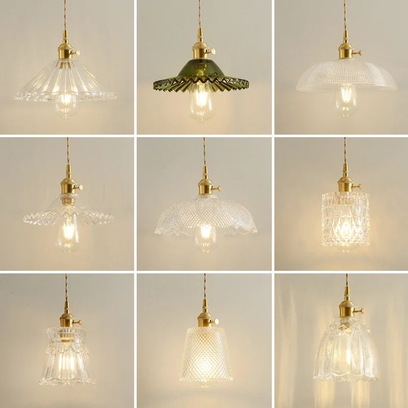 Retro Glass Chandelier Single Head Clear Glass Pendant Lamps Restaurant Tea Room Bar Bedrooms Studio Cafe Clothing Stores Lustre