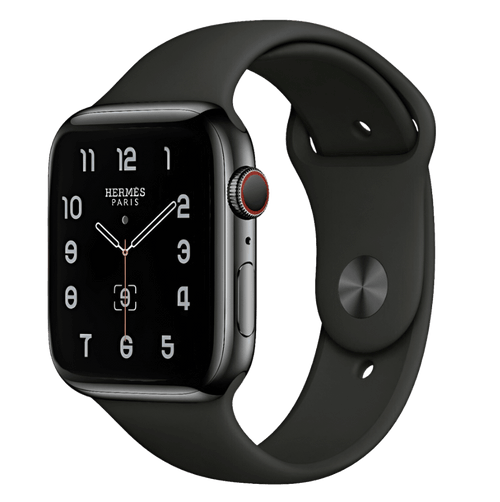 Hermes Apple Watch Series 7 GPS/ Cellular 41 mm - Space Black Stainless Steel Case - Black Silicone Watch Band