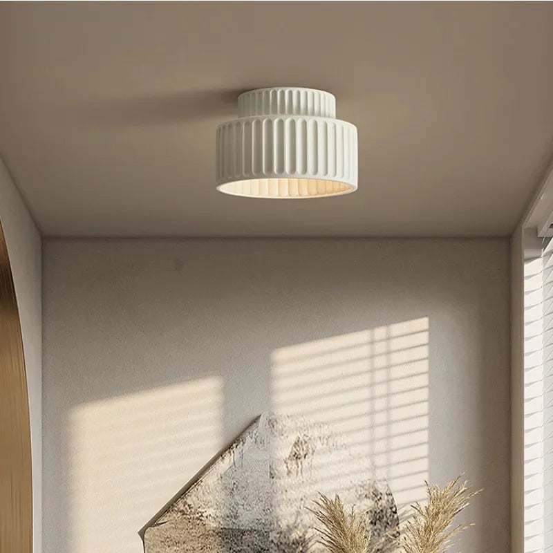 Nordic Creamy Wabi-Sabi Style LED Ceiling Lights - Illuminate Your Corridor and Bedroom with Subtle Elegance