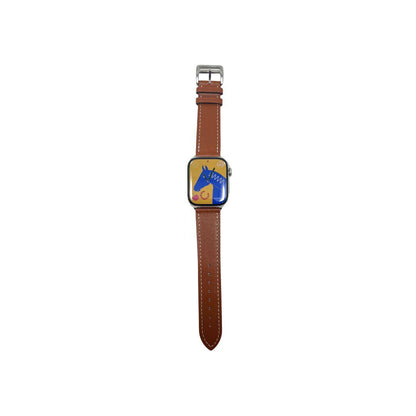Hermes Apple Watch Series 7 GPS/ Cellular 45 mm - Stainless Steel - Brown Faux Leather Watch Band