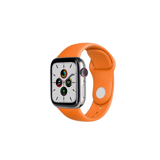 Apple Watch Series 7 (2021) GPS/Cellular A2477  - 45mm Titanium Case - Silicone Orange Sports Band