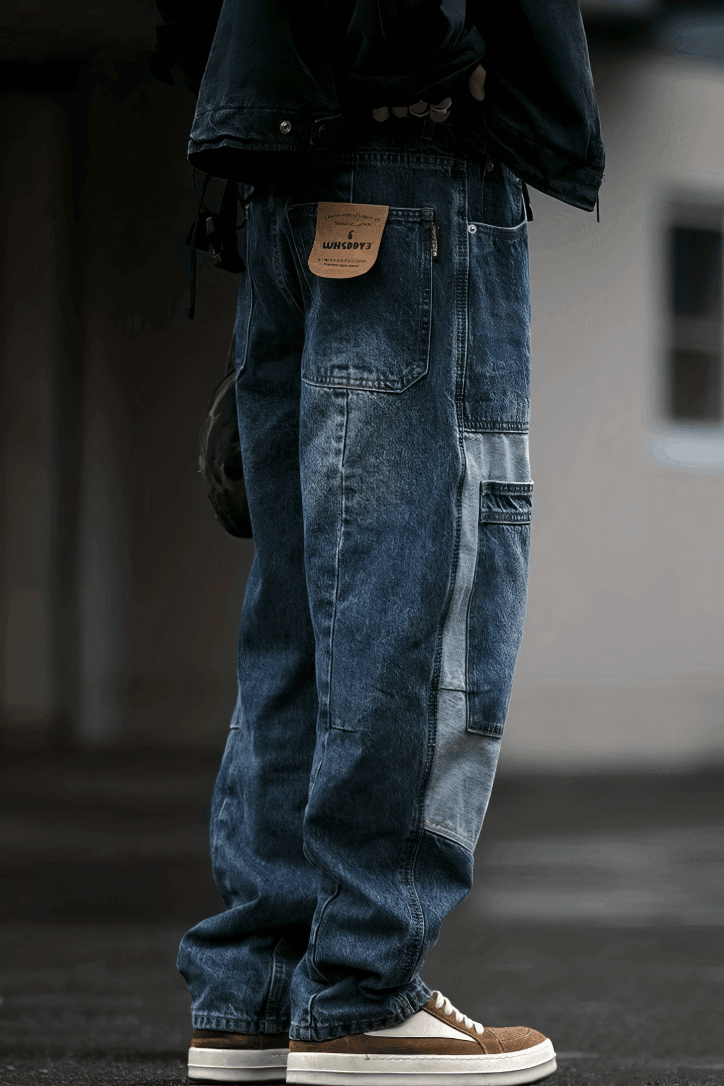 Vintage Washed 15oz Denim Cargo Pants – Loose Fit