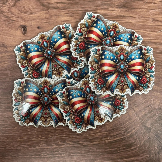 Western USA Coquette Bow | UV Printed Leather Hat Patch