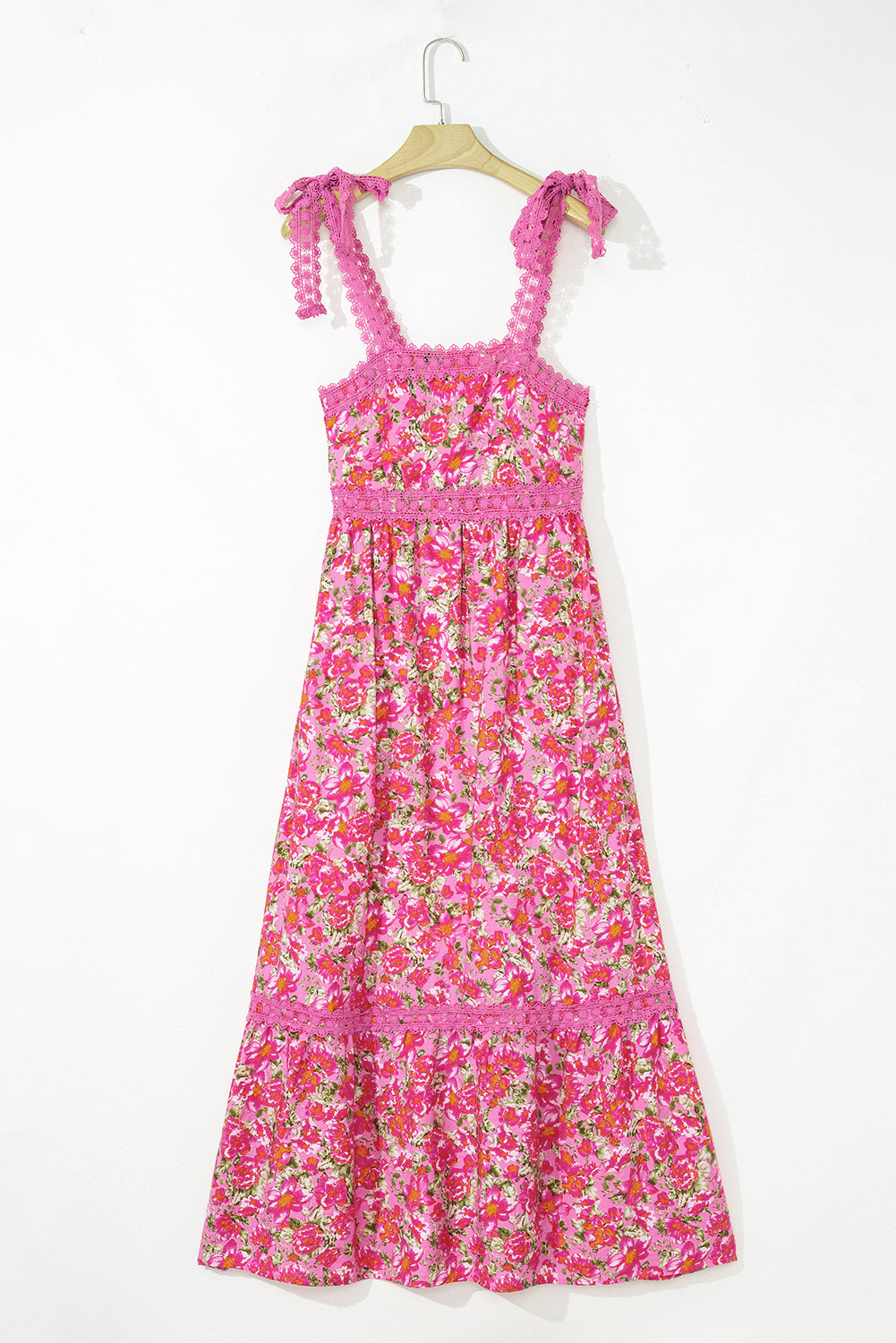 Ashlyn Floral Lace Tied Strap Empire Waist Maxi Dress