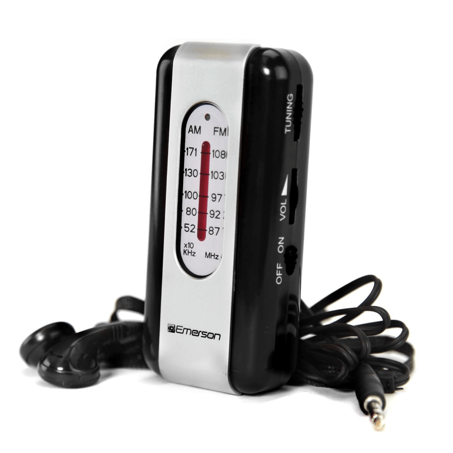 Emerson Portable AMFM Radio with Earbuds and Wide Frequency Range of Stations