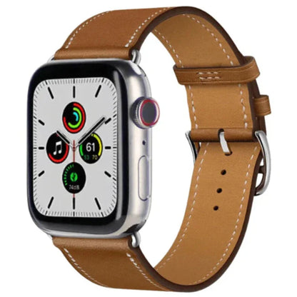 Apple Watch Series 7 (2021) 45 mm – Titanium Case • GPS + Cellular • 32GB – Brown Faux Leather Band