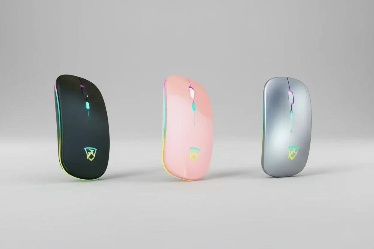 Black RGB Wireless Mouse - USB Rechargeable LED Wireless Gaming Mouse
