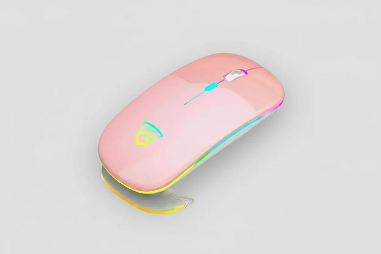 Black RGB Wireless Mouse - USB Rechargeable LED Wireless Gaming Mouse