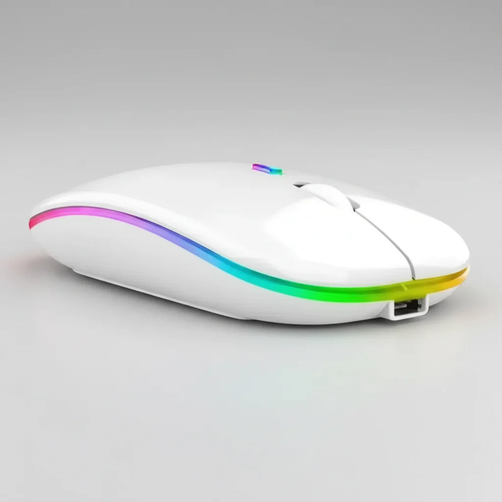 Black RGB Wireless Mouse - USB Rechargeable LED Wireless Gaming Mouse