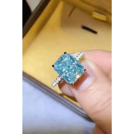 Blue Gemstone 2 Carat Moissanite Ring