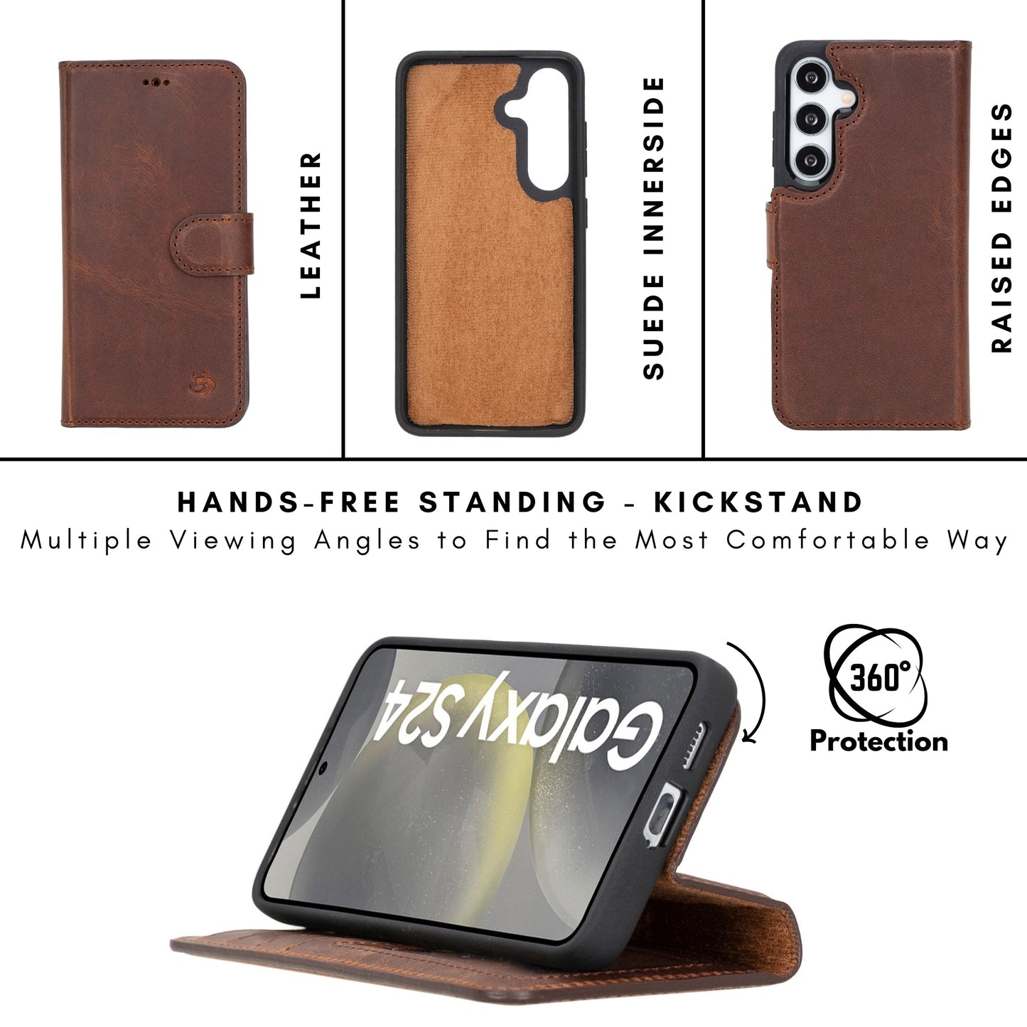 Buffalo Leather Samsung Galaxy S24 Plus Wallet with Detachable Case