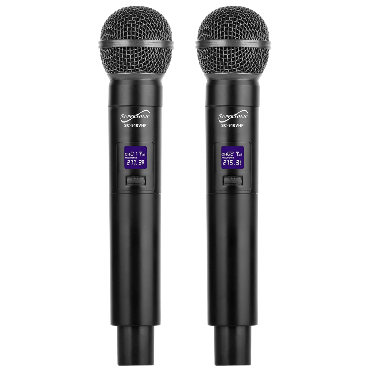 Supersonic VHF Dual Fixed Channel Professional Wireless Microphone with Carry Case