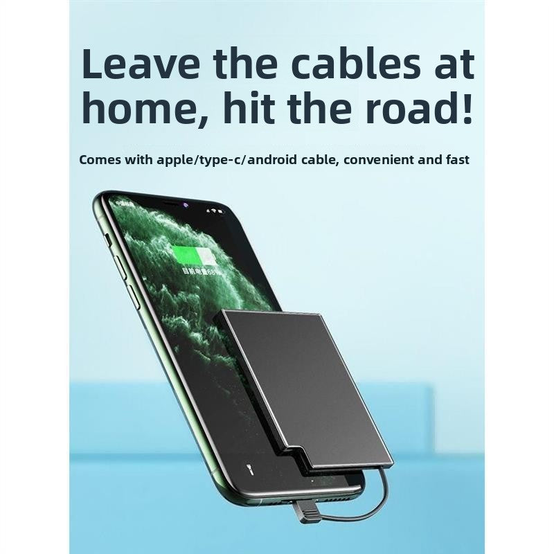 Slim Power Bank with Built-in Cable