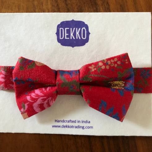 Red and Gold Sari Bowtie
