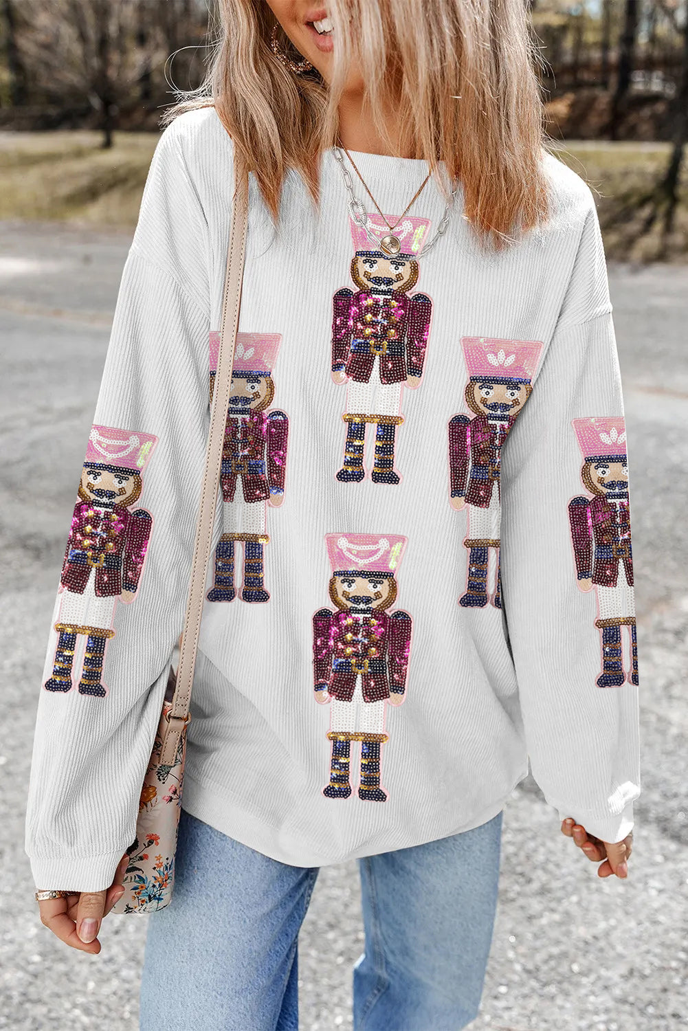 Aria Christmas Fashion Corded Sweatshirt