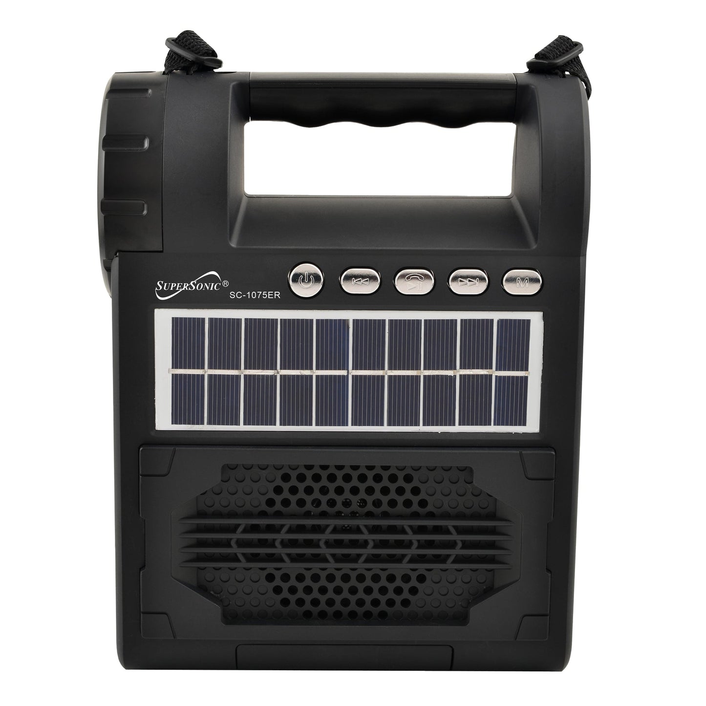Supersonic Solar Power Speaker w FM Radio, Flashlight, Lantern & Phone Stand