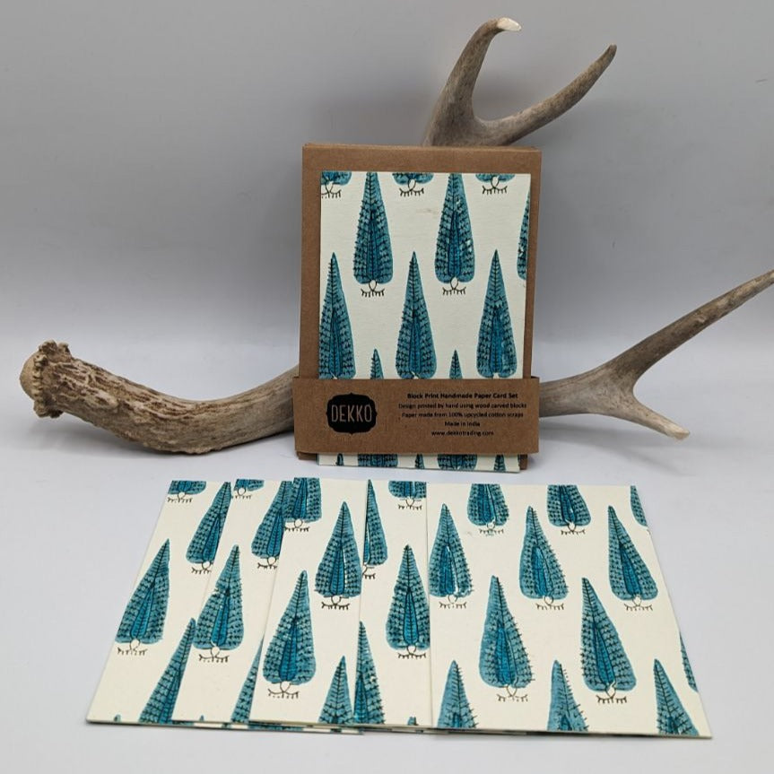 Block Print Peacock Card Set
