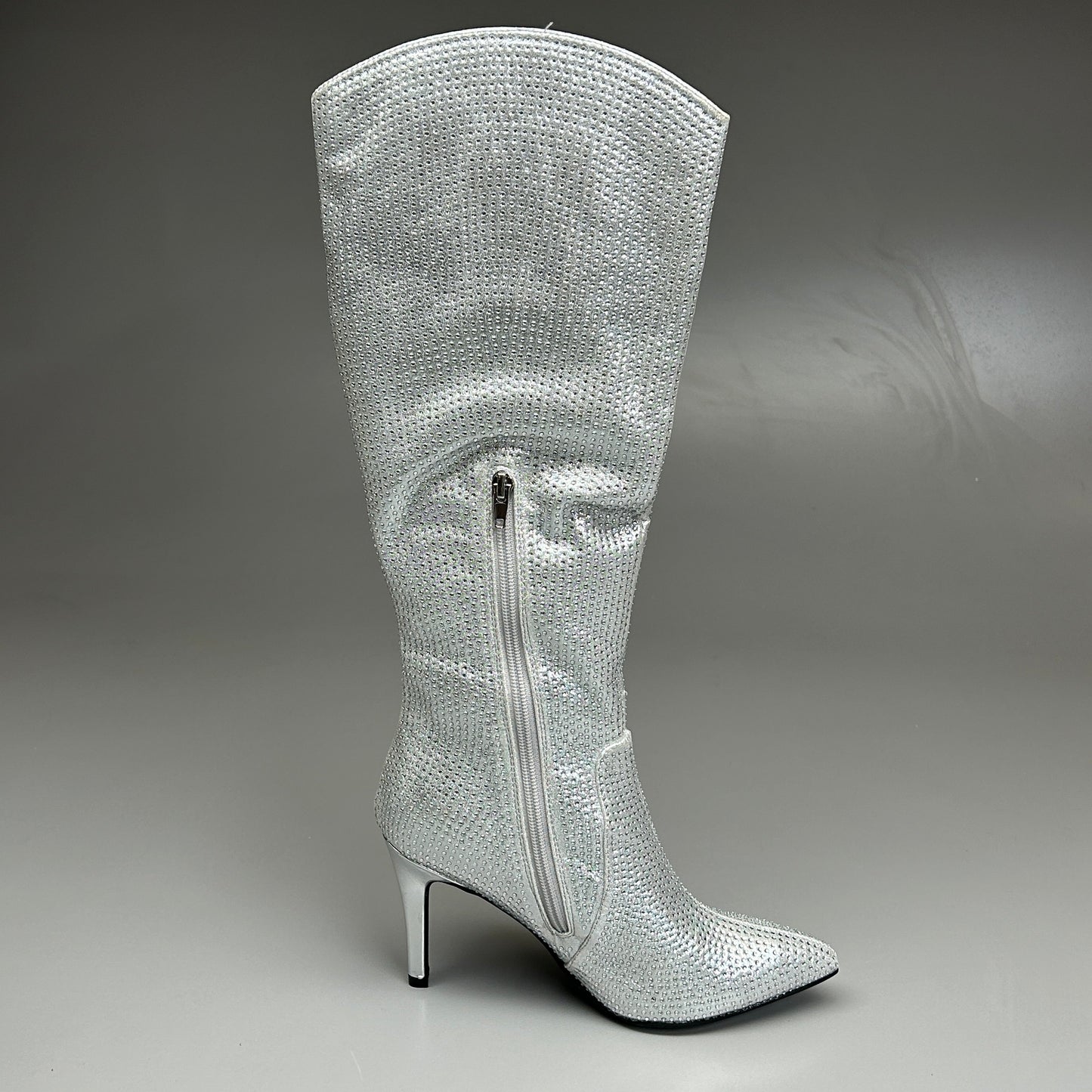 MIA Mackynzie Silver Stone Tall Heeled Boots Sz 7M Q100302