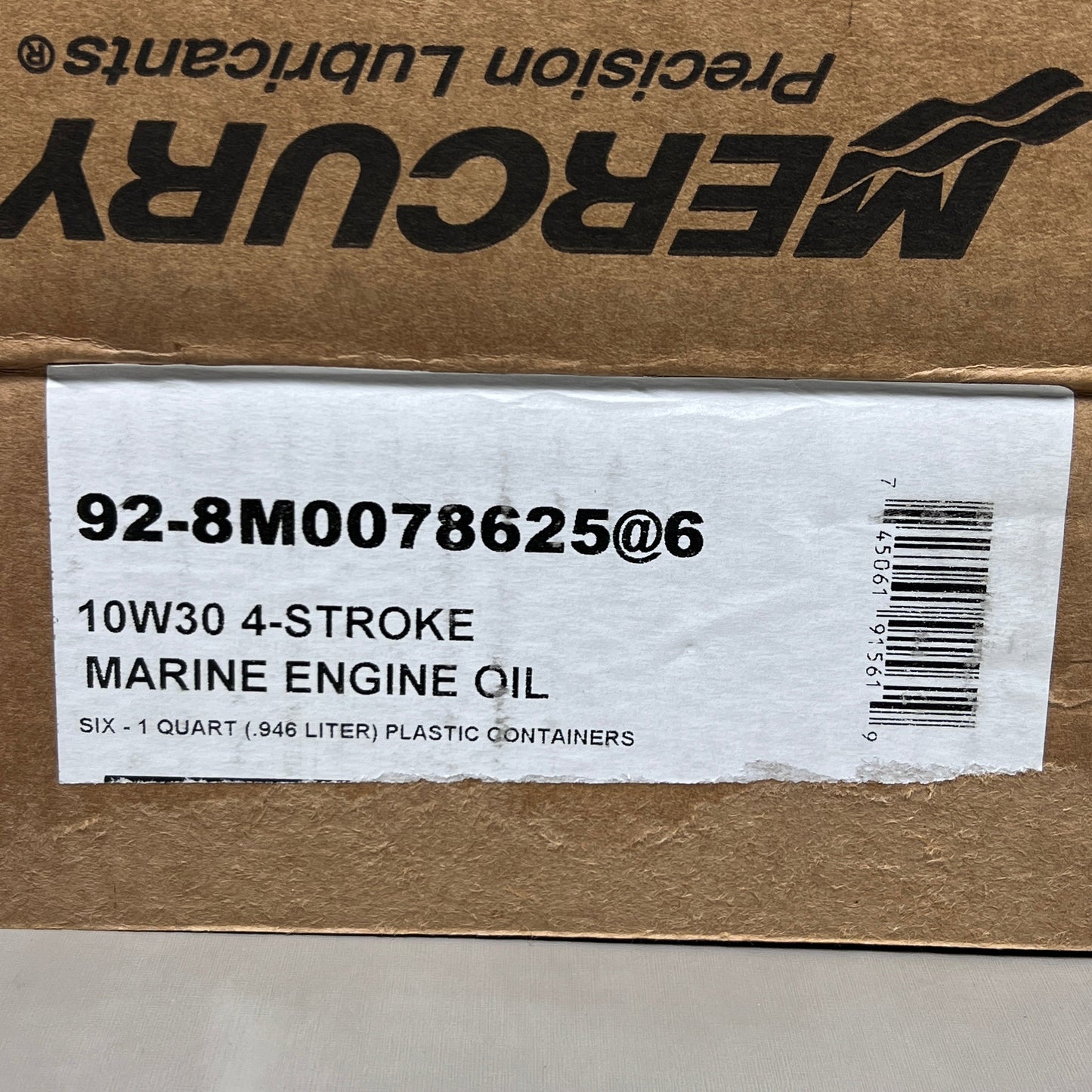 MERCURY (6 PACK) 4-Stroke Marine Engine Oil Sz 32 fl oz 10w-30 92-8M0078625