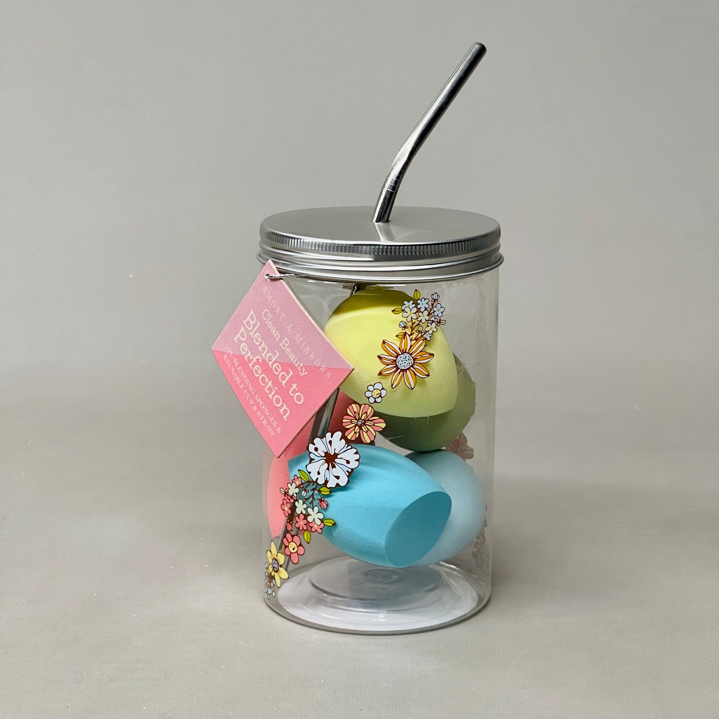 z@ SMOKE & MIRRORS (24 PK) 5-PIECE Blending Sponges & Reusable Cup & Straw (New)