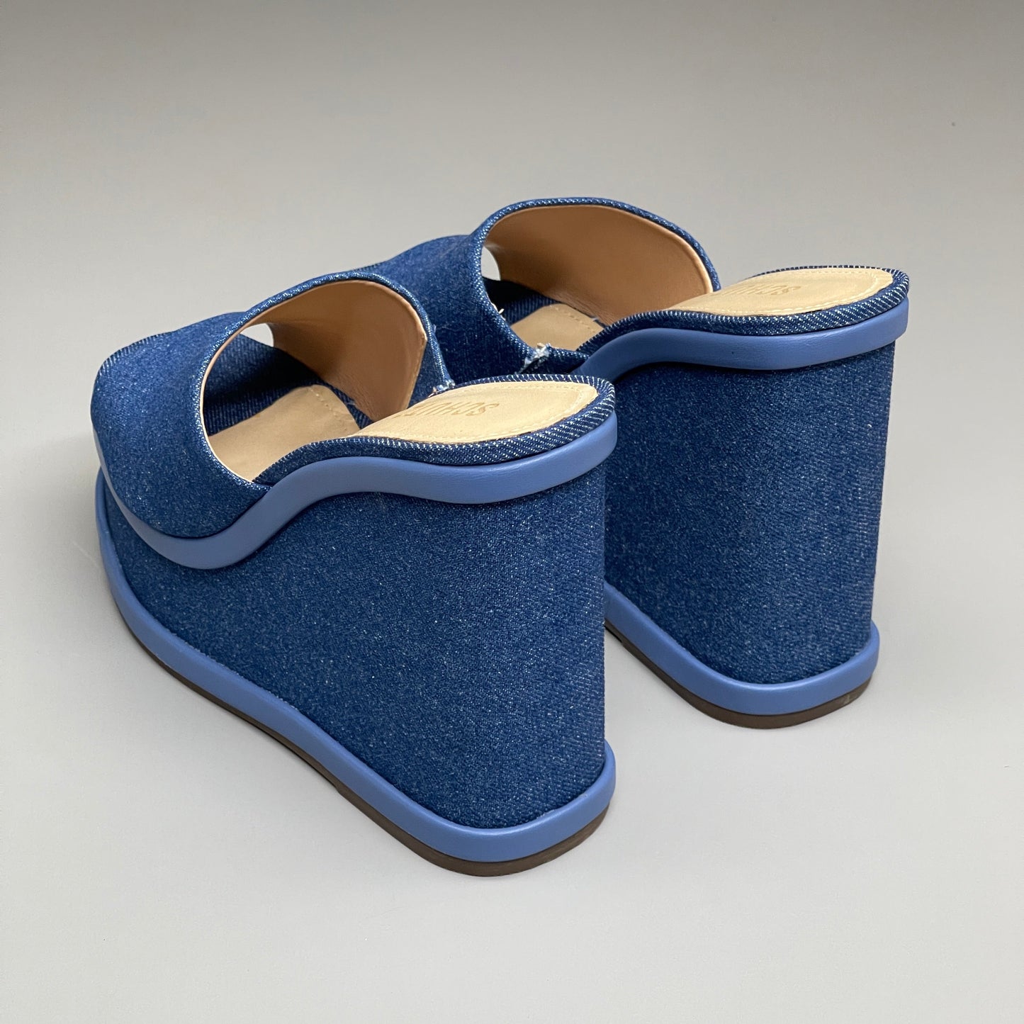 SCHUTZ Dalle Denim Women's Wedge Sandal Blue Platform Shoe Sz 7.5B (New)