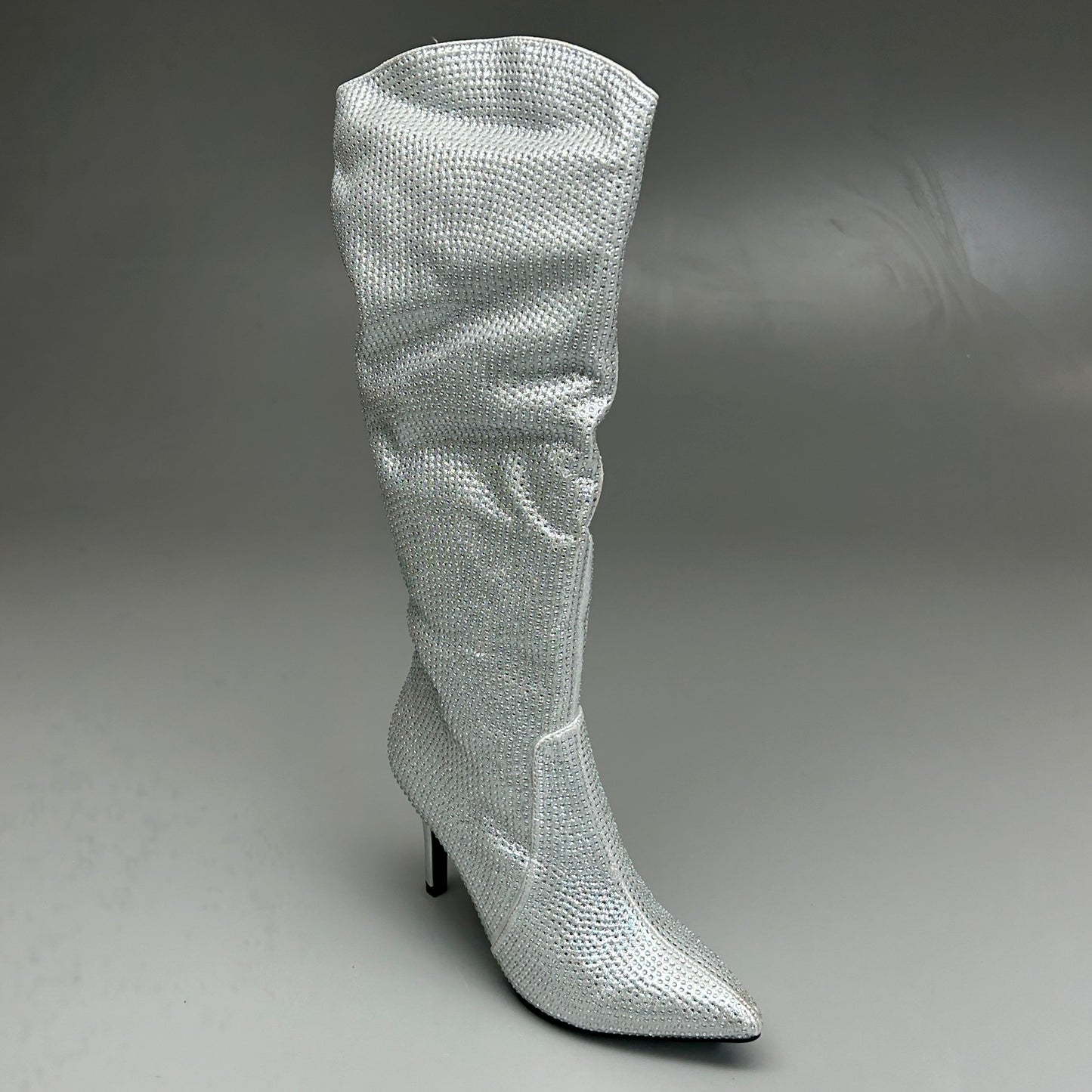 MIA Mackynzie Silver Stone Tall Heeled Boots Sz 8M Q100302
