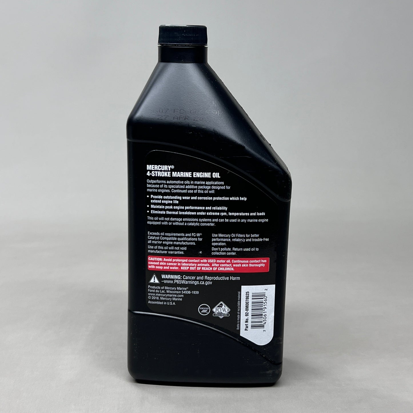 MERCURY (6 PACK) 4-Stroke Marine Engine Oil Sz 32 fl oz 10w-30 92-8M0078625