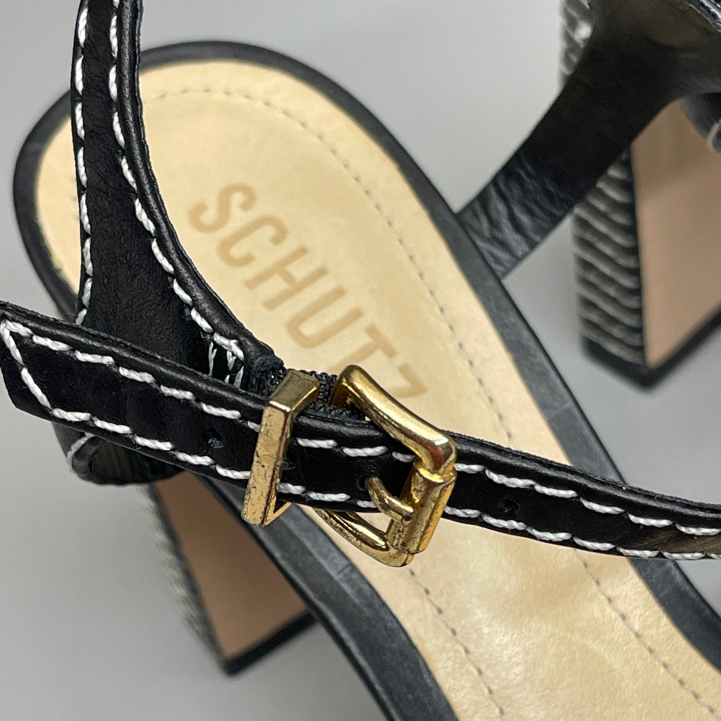 SCHUTZ Keefa Casual Women's Leather Sandal Black Platform 4" Heel Shoes Sz 8B (New)