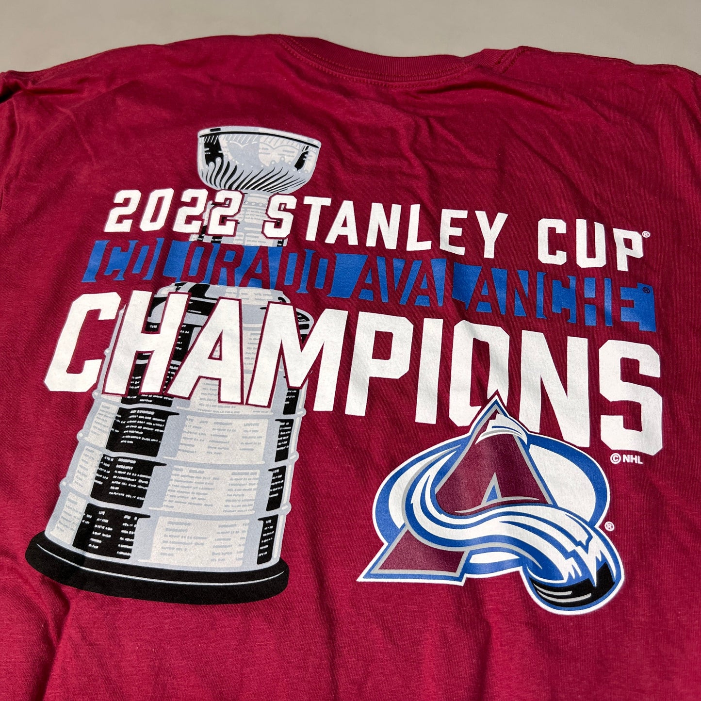 FANATICS 2022 Stanley Cup Champions Colorado Avalanche Long Sleeve T-shirt Sz 2XL Burgundy 058N SC Champs (New)
