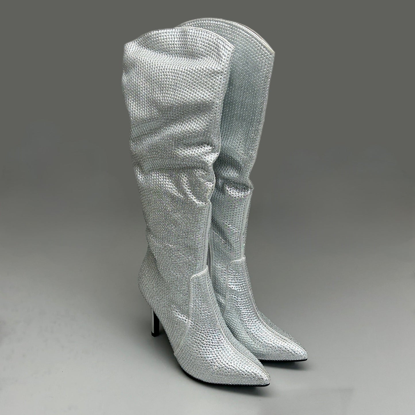 MIA Mackynzie Silver Stone Tall Heeled Boots Sz 6.5M Q100302