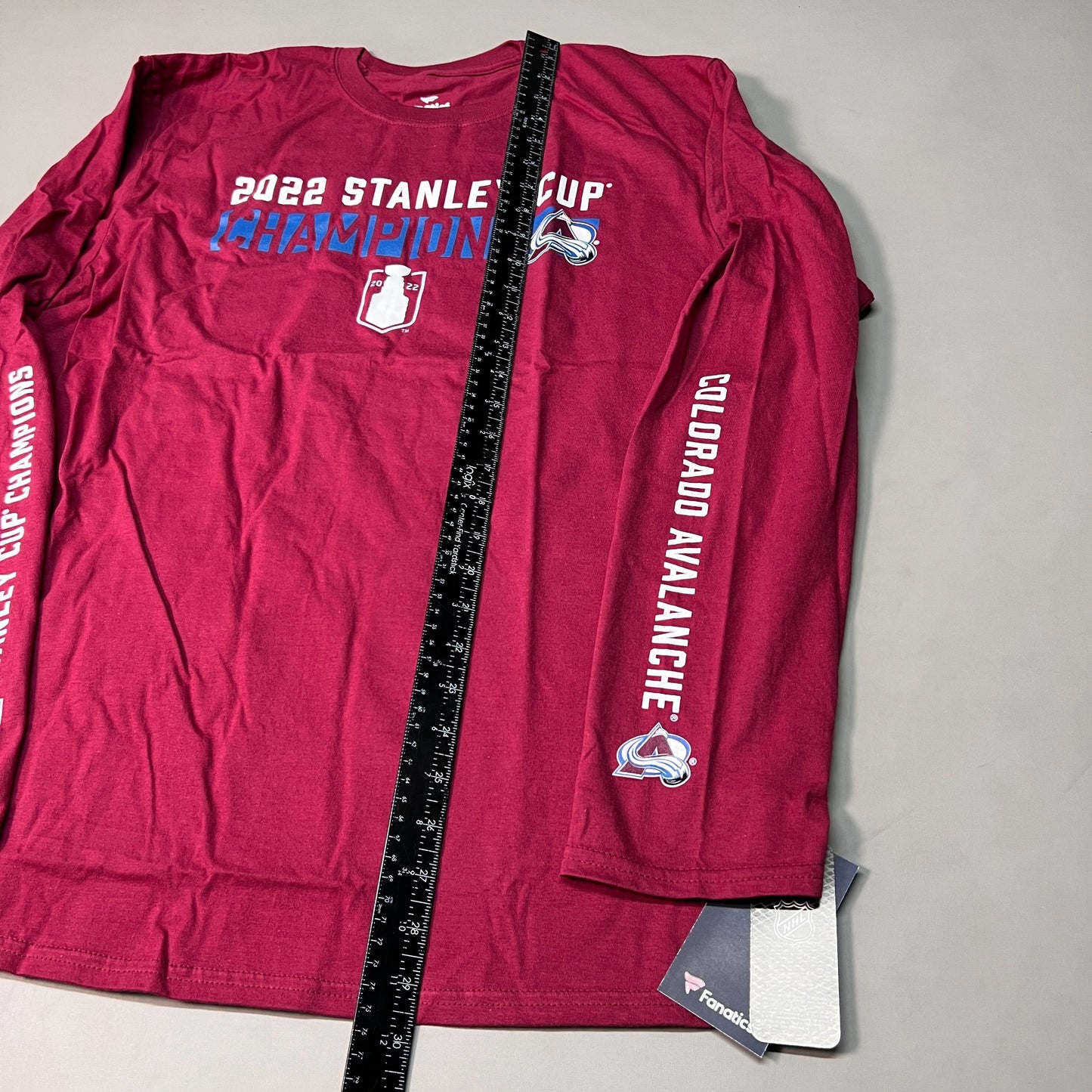FANATICS 2022 Stanley Cup Champions Colorado Avalanche Long Sleeve T-shirt Sz L Burgundy 058N SC Champs (New)