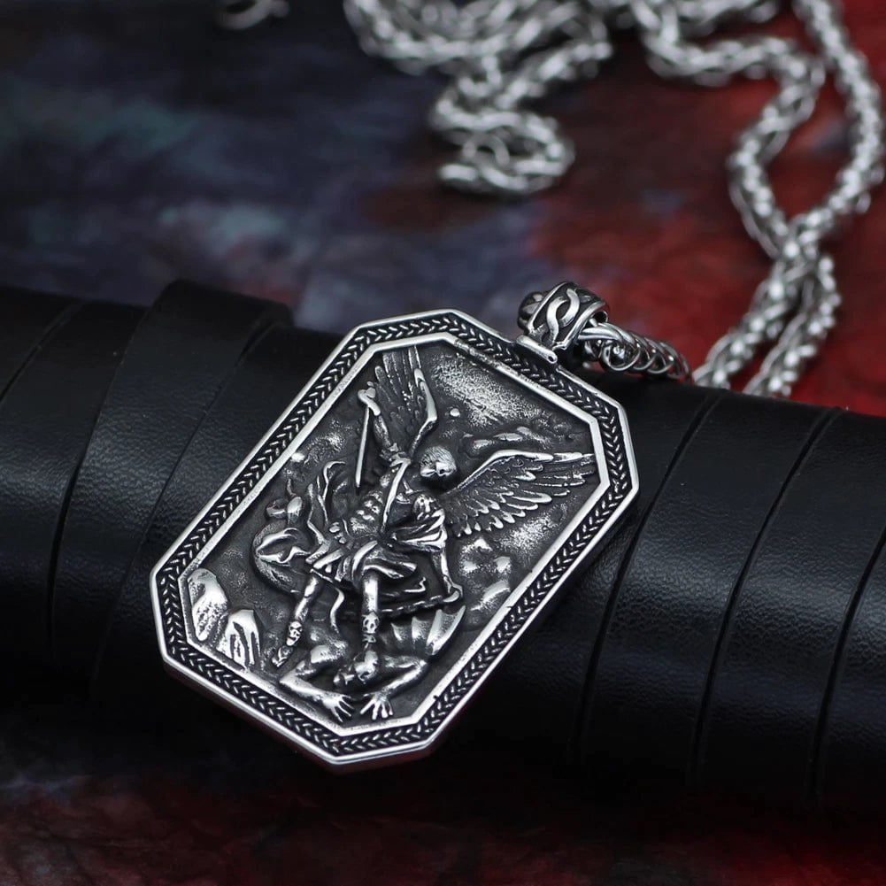 Roman St.Michael Stainless Steel Amulet Necklace