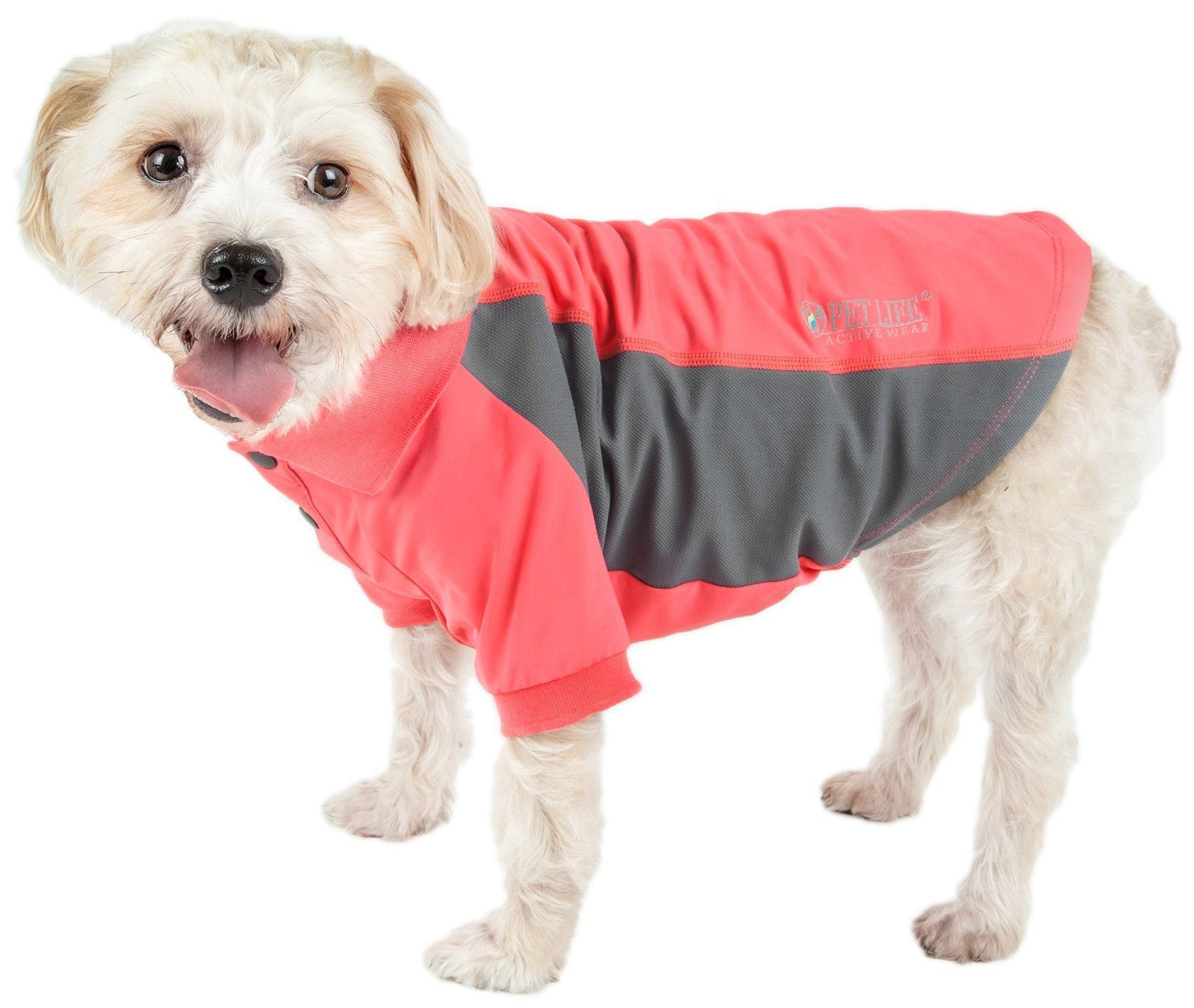 Pet Life ® Active 'Barko Pawlo' Relax-Stretch Quick-Drying Performance Dog Polo T-Shirt