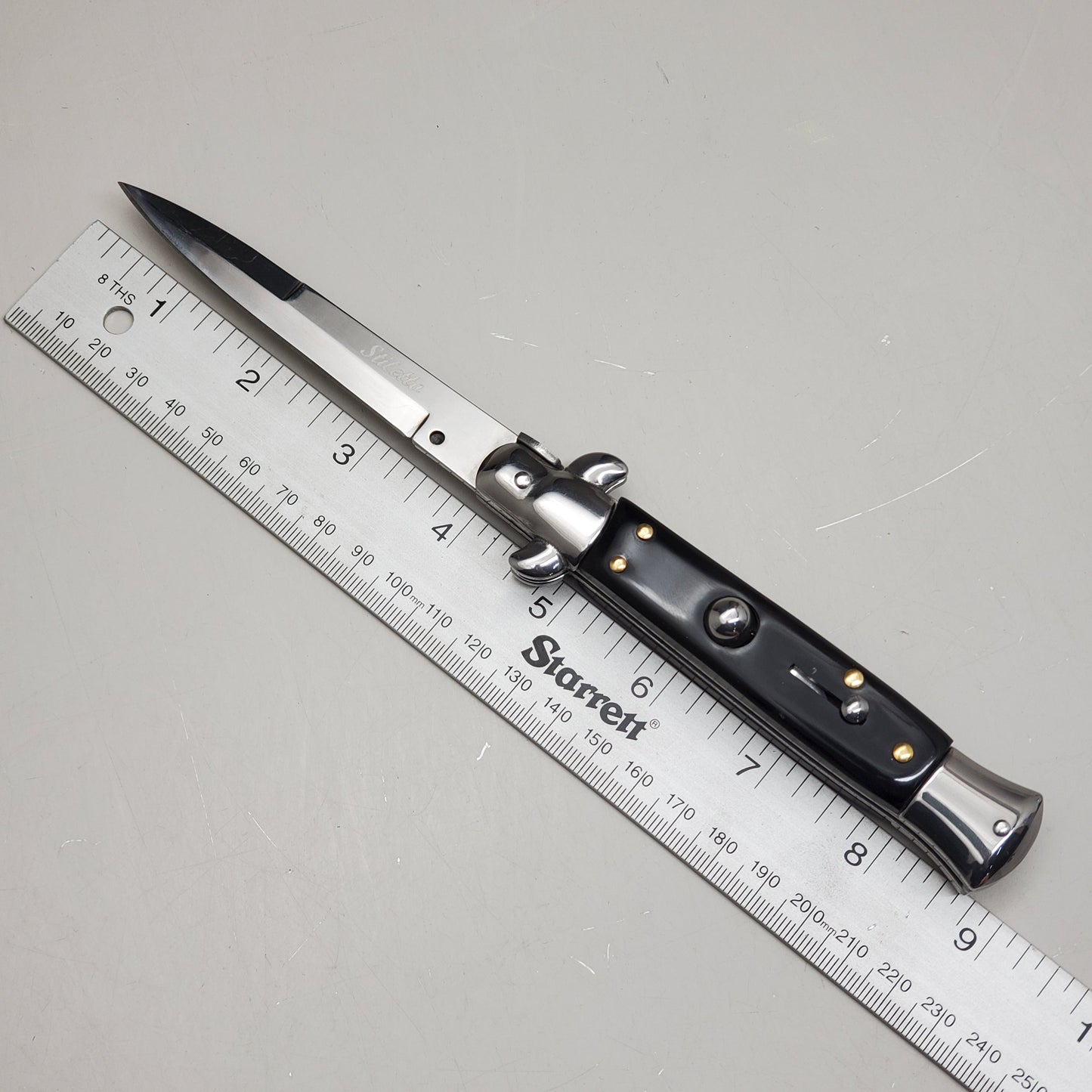 ZA@ ARMED FORCE TACTICAL Hand Crafted OTF Pocket Knife  9" Knife 4" Blade Black/Silver ST-6BK