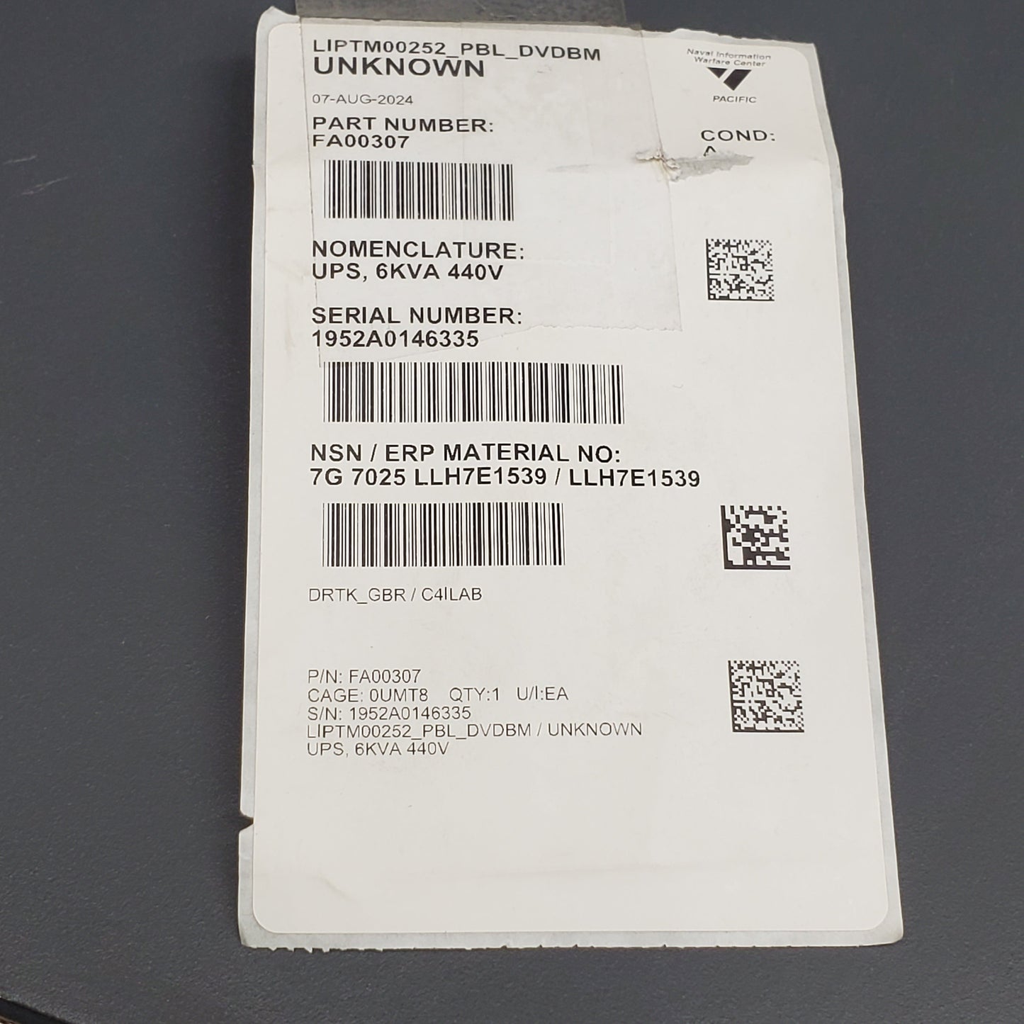 INTELLIPOWER Rugged UPS Extended Battery Backup Double Conversion 6KVA 440V FA00307 (New Other)