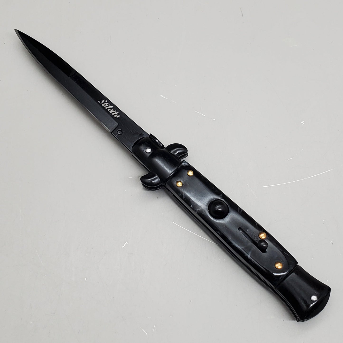 ZA@ ARMED FORCE TACTICAL Hand Crafted OTF Pocket Knife 9" Knife 4" Blade Black/White ST-6BKB